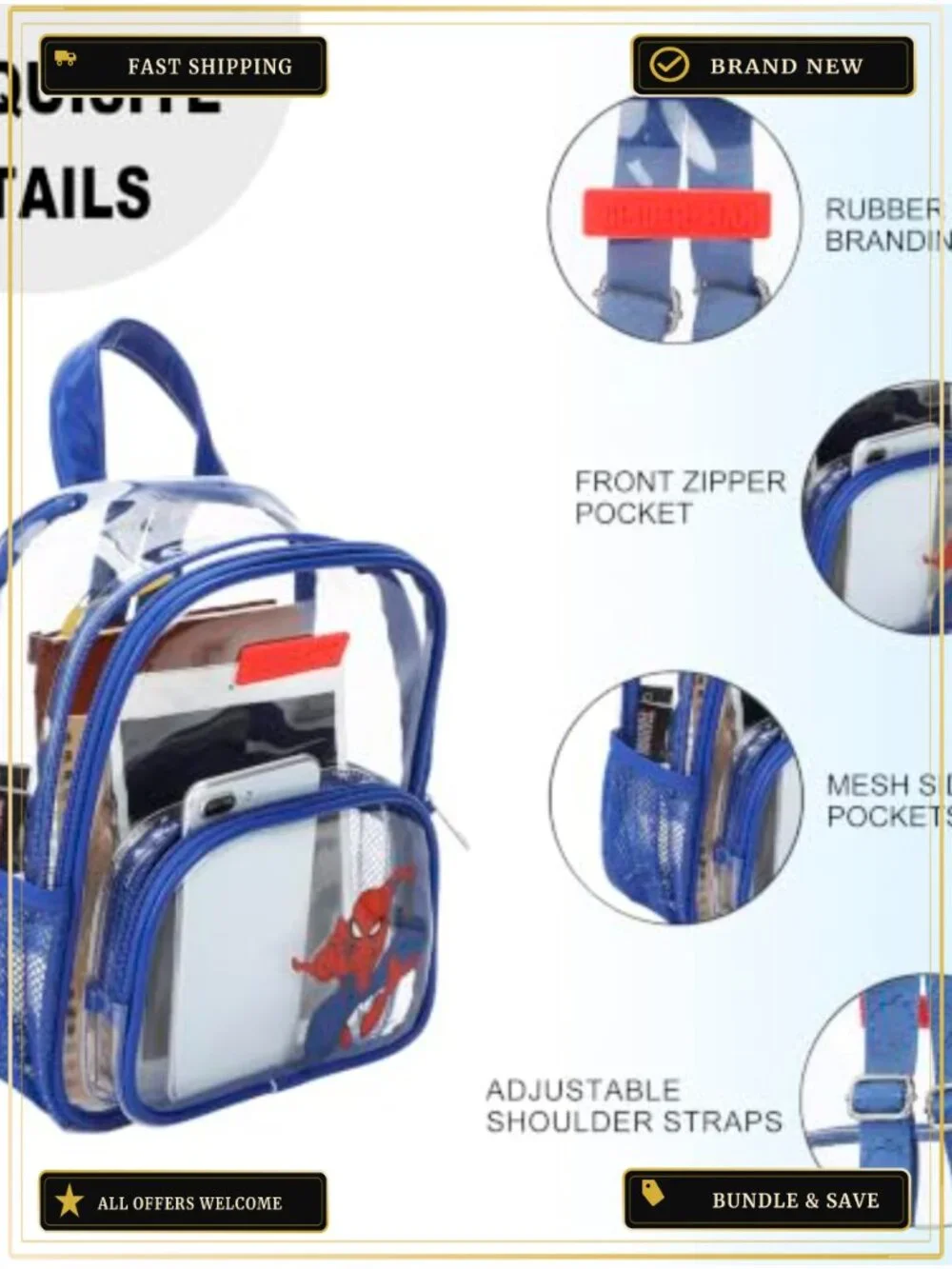 Spider-Man Classic Heroic Pose PU Mini Backpack, Adult, Clear Design